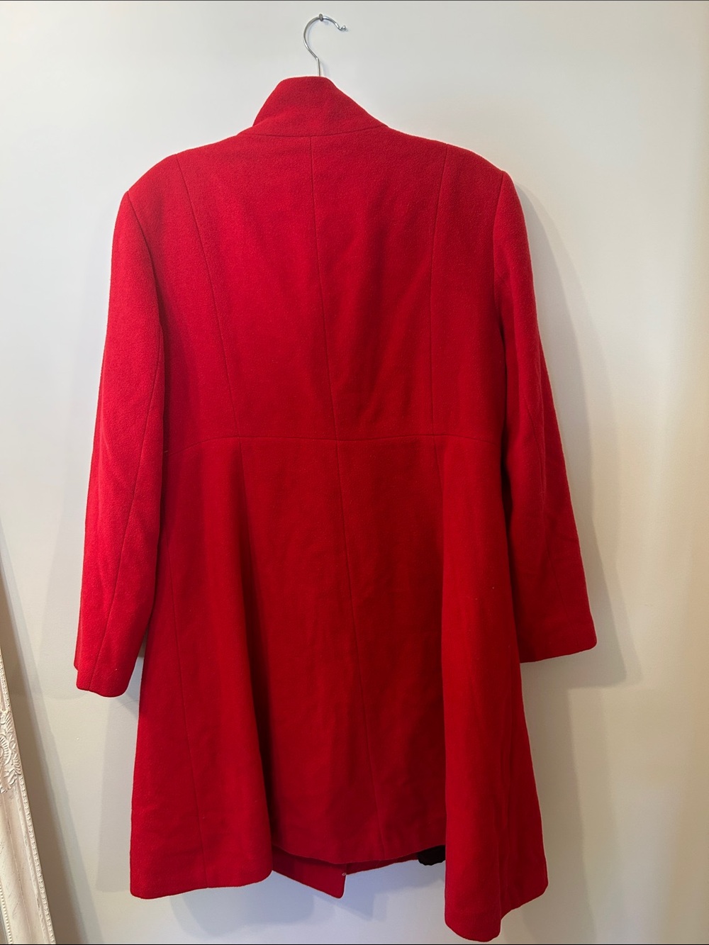 Double-Breasted Red Pea Coat for Women - Picture 2 of 4